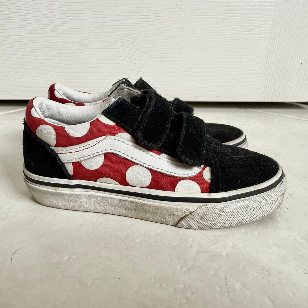 Minnie Mouse Vans Red and White Polka Dot Black Suede Old Skool Sneaker size 11